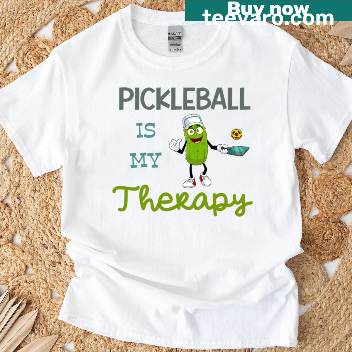 T-shirt featuring the phrase Pickleball Is My Therapy — on a men's t-shirt
