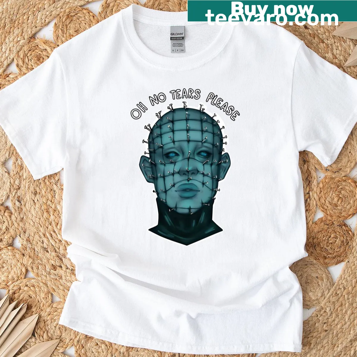 T-shirt with an illustration of Pinhead from Hellraiser — on a men's t-shirt