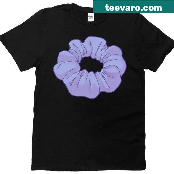 T-shirt with playful graphic of a scrunchie