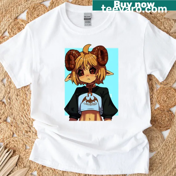 Edgy graphic of a rebellious demon girl on a T-shirt