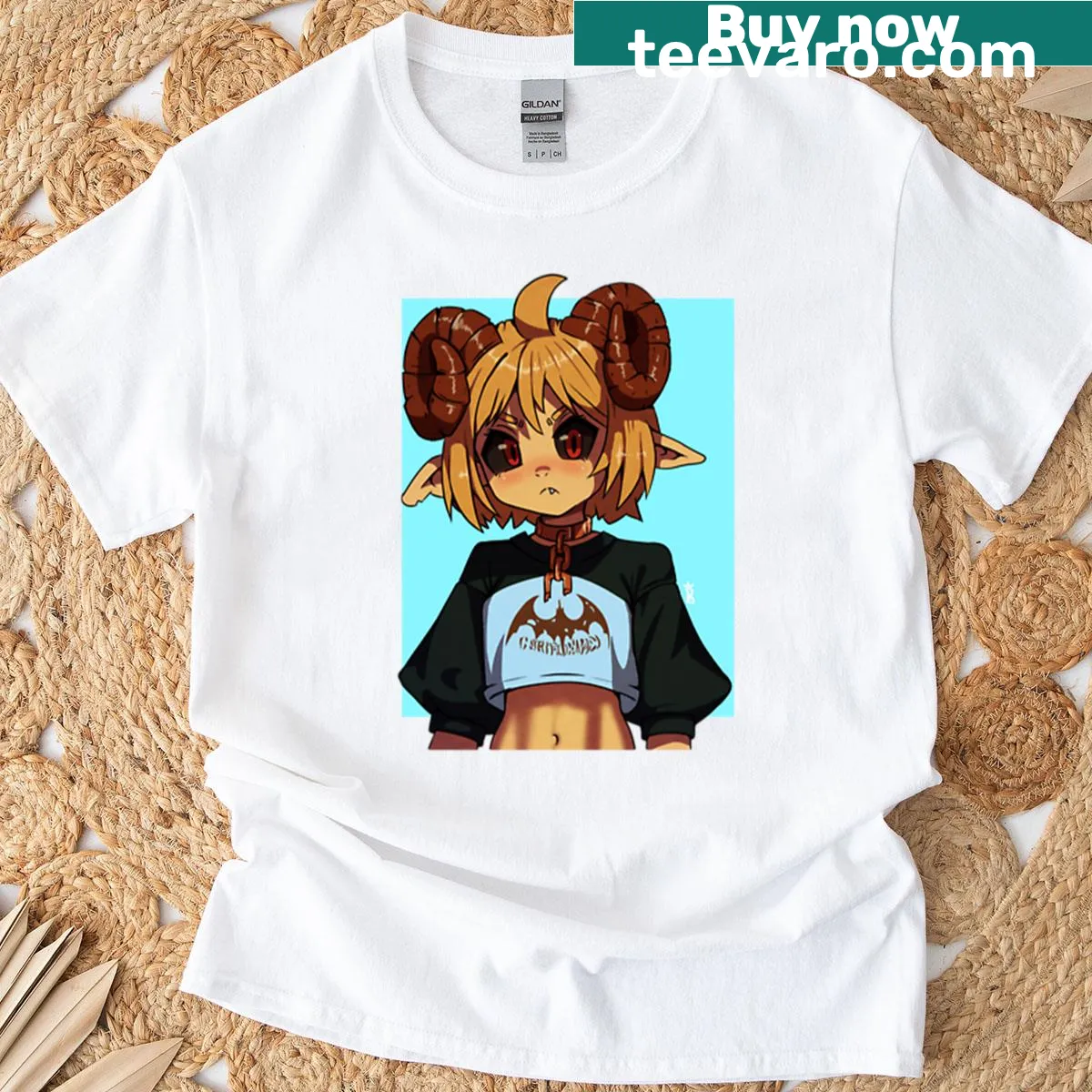 Edgy graphic of a rebellious demon girl on a T-shirt — on a men's t-shirt
