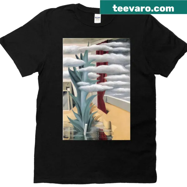 Vintage-inspired graphic honoring Rene Magritte on a t-shirt