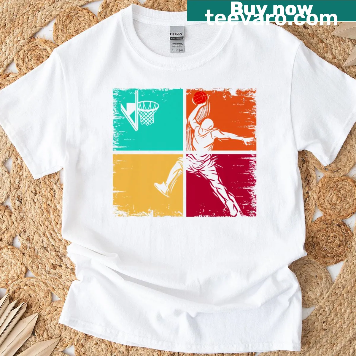Vintage-style basketball-themed t-shirt for basketball enthusiasts. — on a men's t-shirt