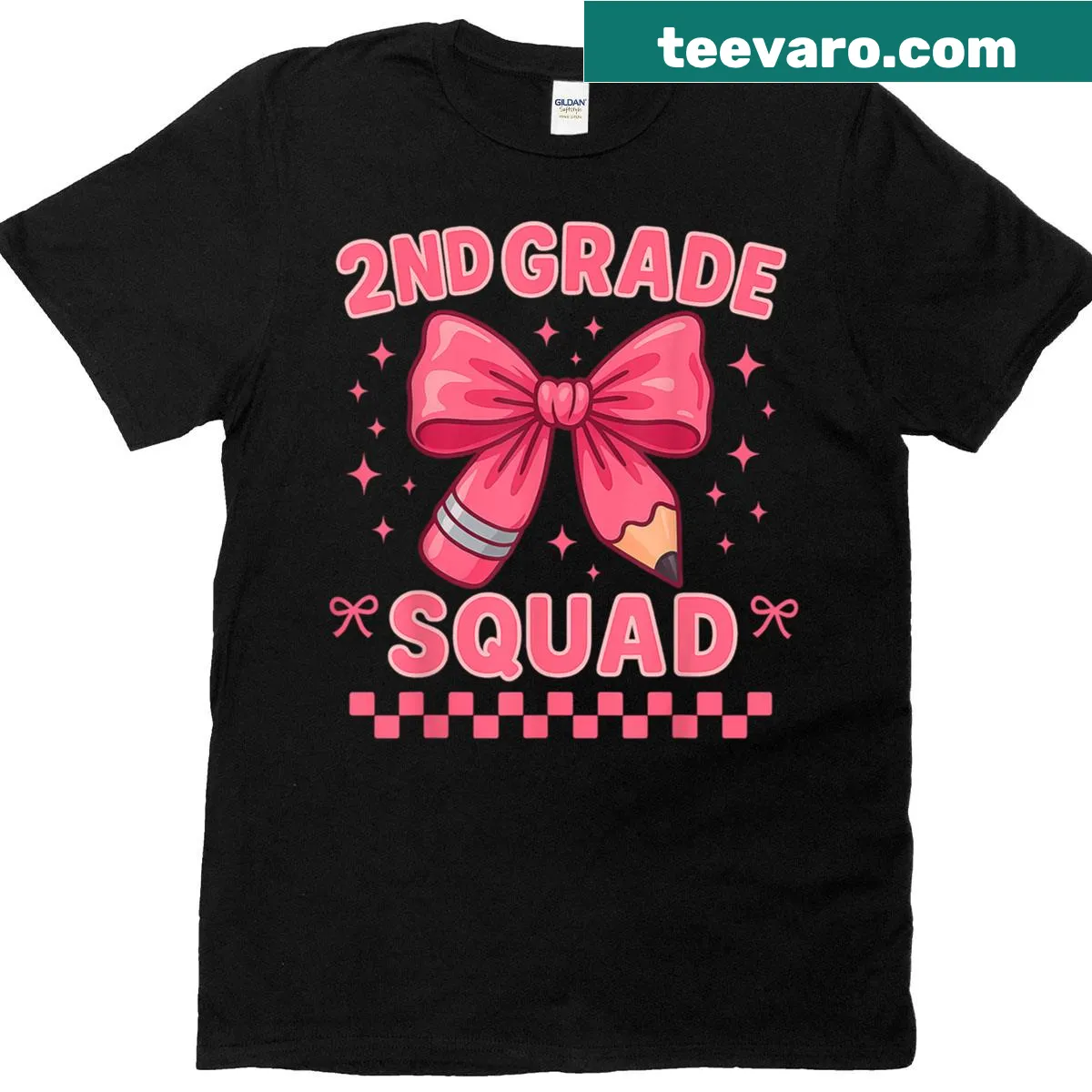 Typography T-shirt for kids declaring Second Grade Squad — on a men's t-shirt