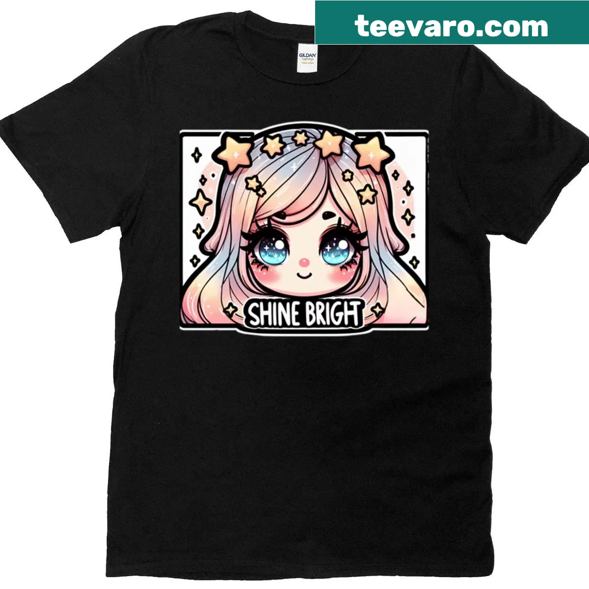 Kawaii star girl graphic on a casual t-shirt — on a men's t-shirt