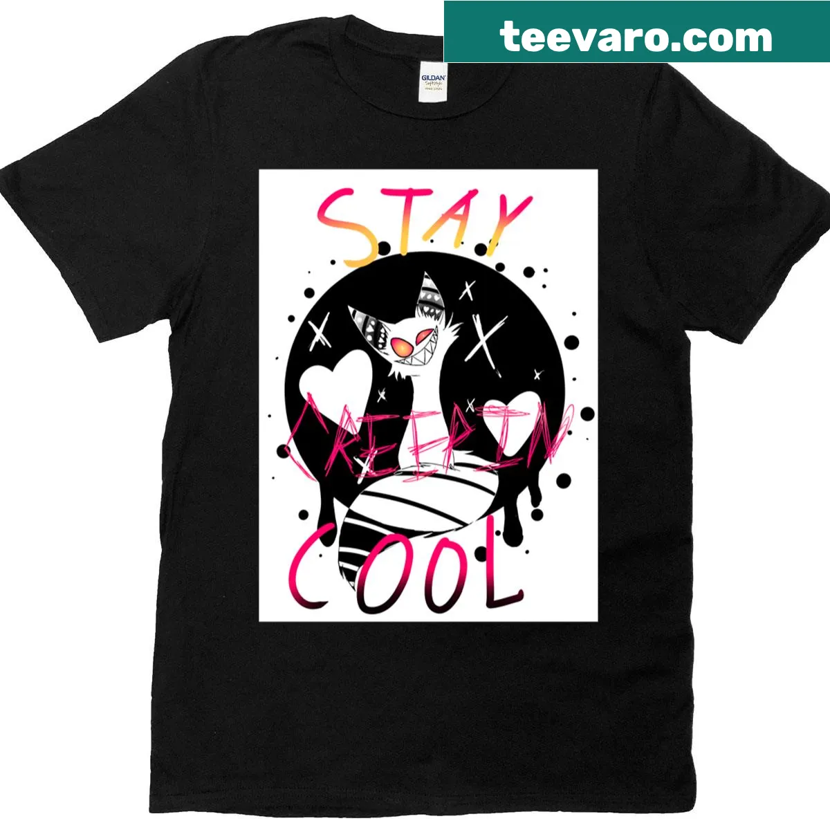 T-shirt with the phrase Stay Creepin Cool in edgy typography — on a men's t-shirt