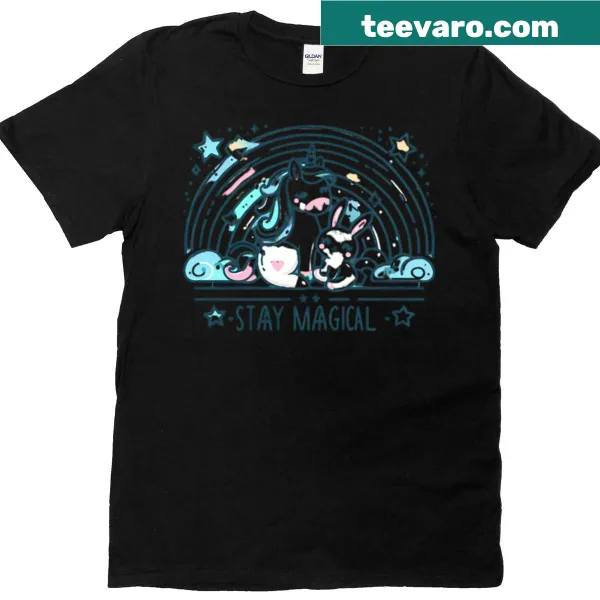 Text-based design with 'Stay Magical' on a T-shirt
