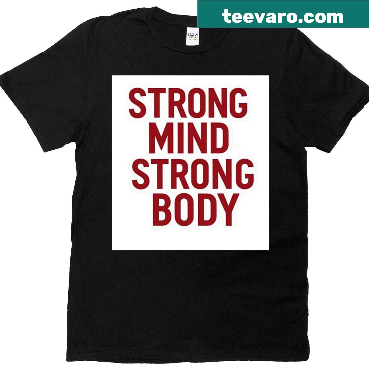 Minimalistic T-shirt featuring bold 'Strong Mind' typography — on a men's t-shirt