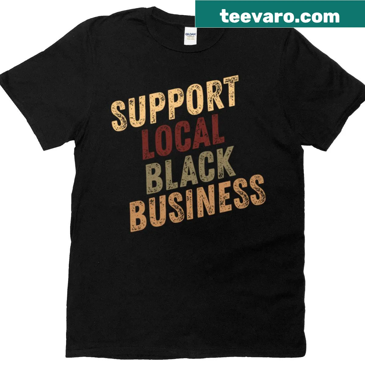 T-shirt promoting support for Black businesses and excellence — on a men's t-shirt