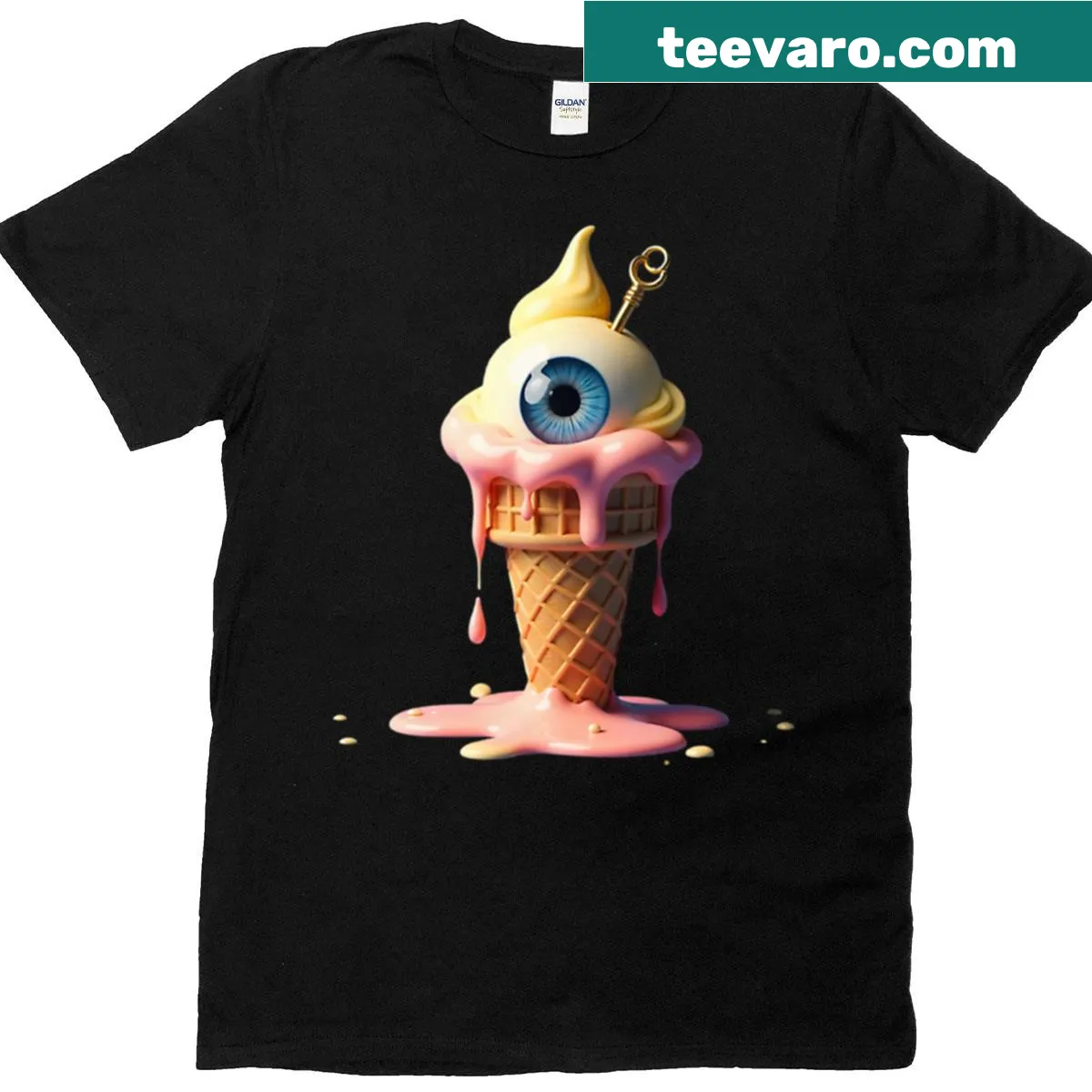 Whimsical T-shirt with the phrase 'What A Strange Delight' in abstract typography. — on a men's t-shirt