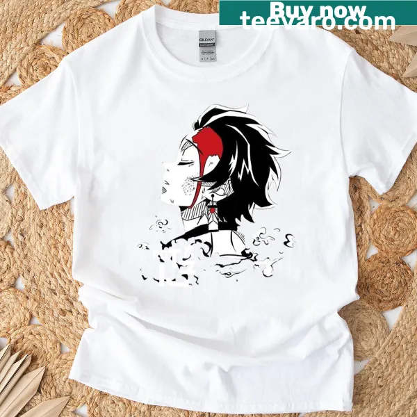 Tanjiro Kamado illustration from Demon Slayer on t-shirt