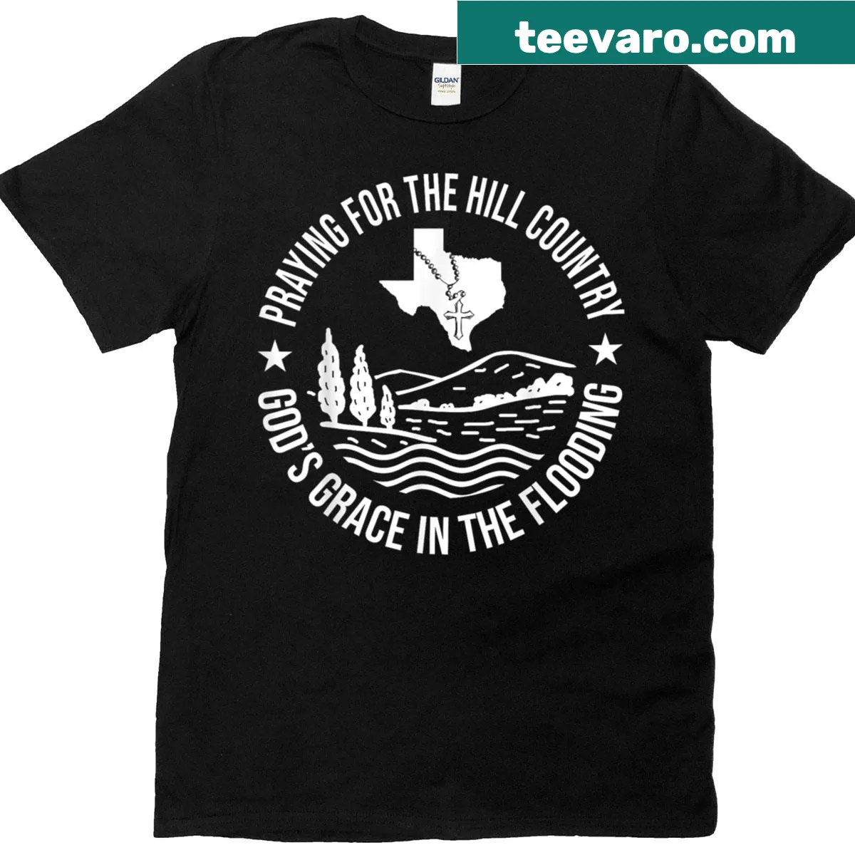 Praying For The Hill Country T-shirt with a heartfelt message — on a men's t-shirt