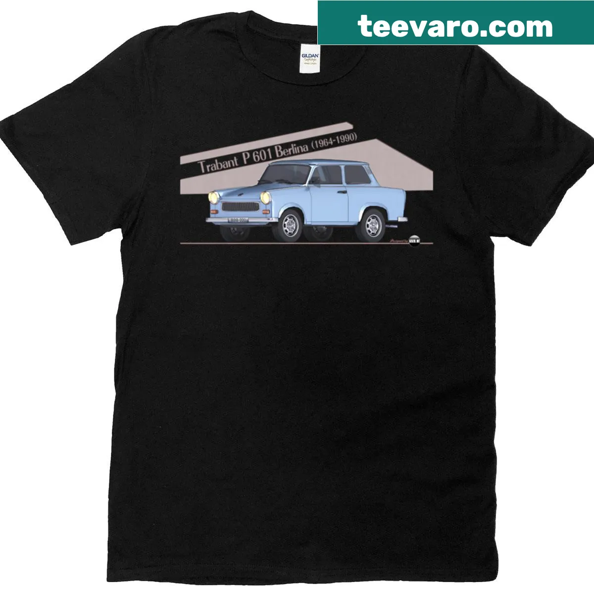 Illustration of Trabant P 601 car on a nostalgic T-shirt — on a men's t-shirt