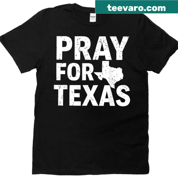 Vintage-style 'Pray For Texas' text on a t-shirt