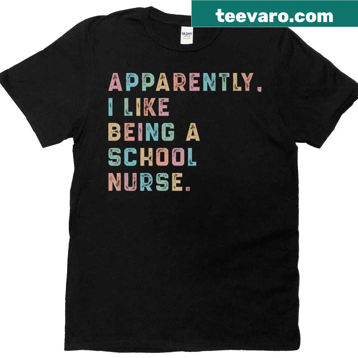 Retro humorous T-shirt for school nurses with fun text design — on a men's t-shirt