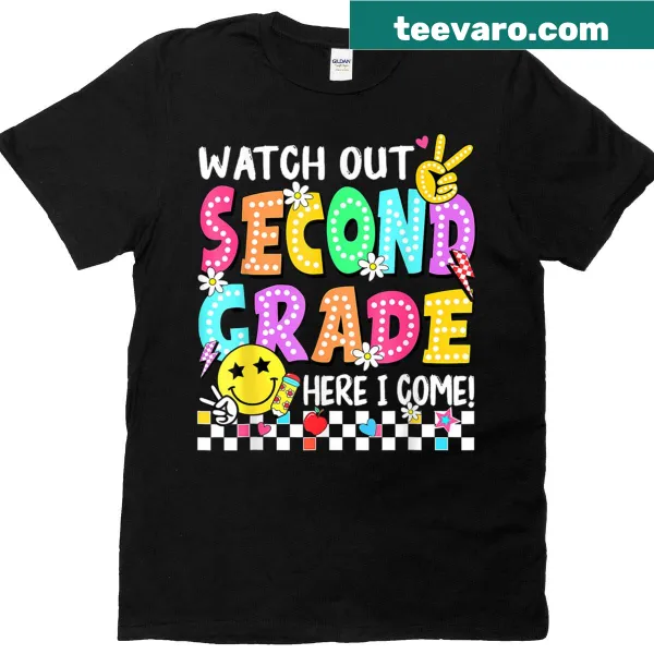 Cheerful 2nd grade T-shirt with playful back-to-school text