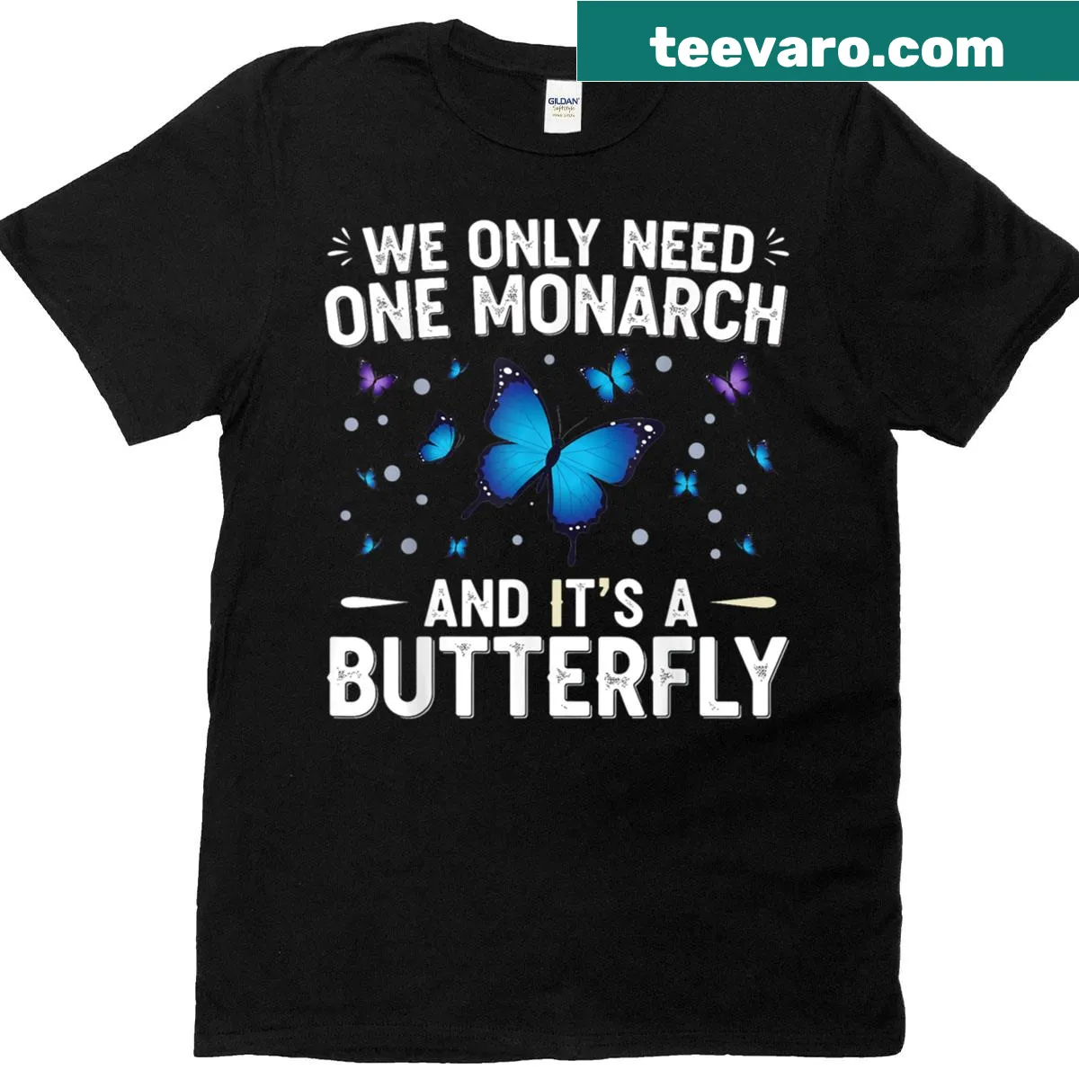 Butterfly-themed T-shirt with nature message — on a men's t-shirt