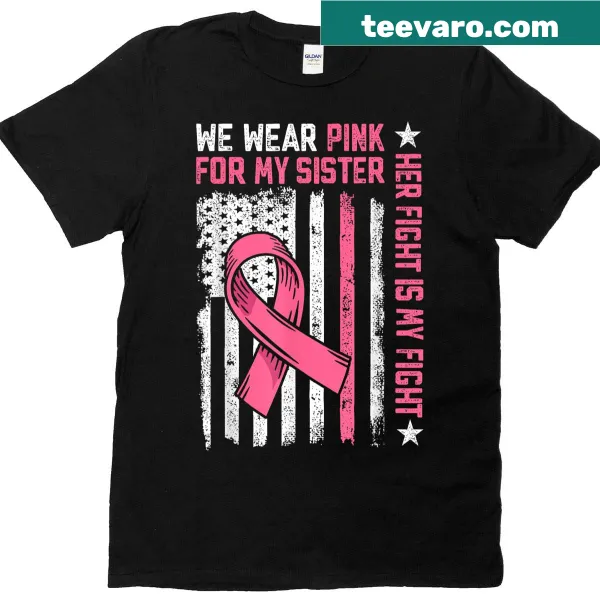 Breast cancer support t-shirt with pink ribbon design