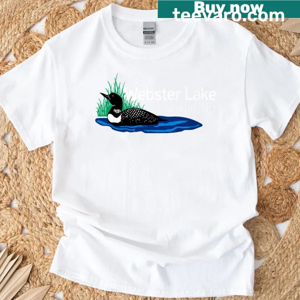 Illustrated loon on water design on t-shirt