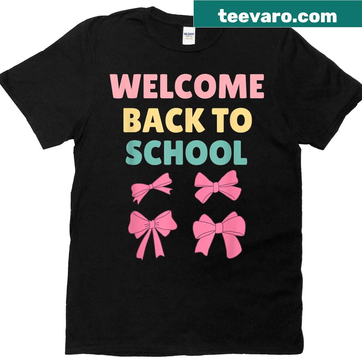 Back to school t-shirt with coquette bow design for teachers — on a men's t-shirt