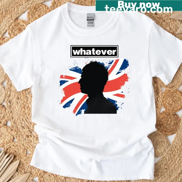 Typography design featuring the word ‘Whatever’ for Oasis on t-shirt