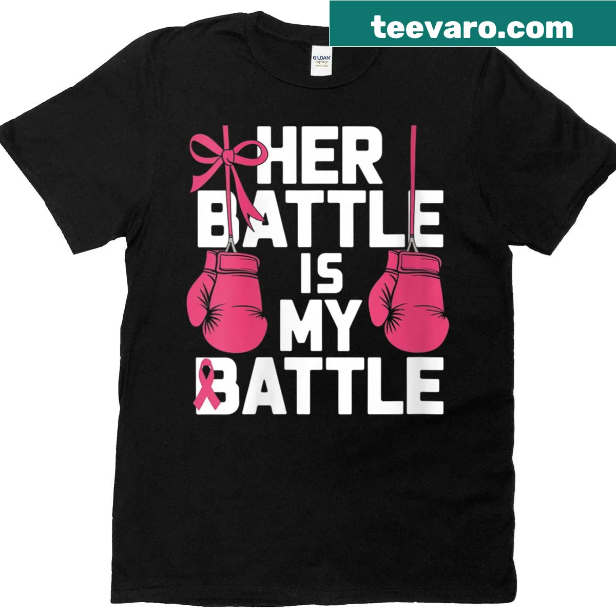 Supportive breast cancer awareness t-shirt with a ribbon design — on a men's t-shirt