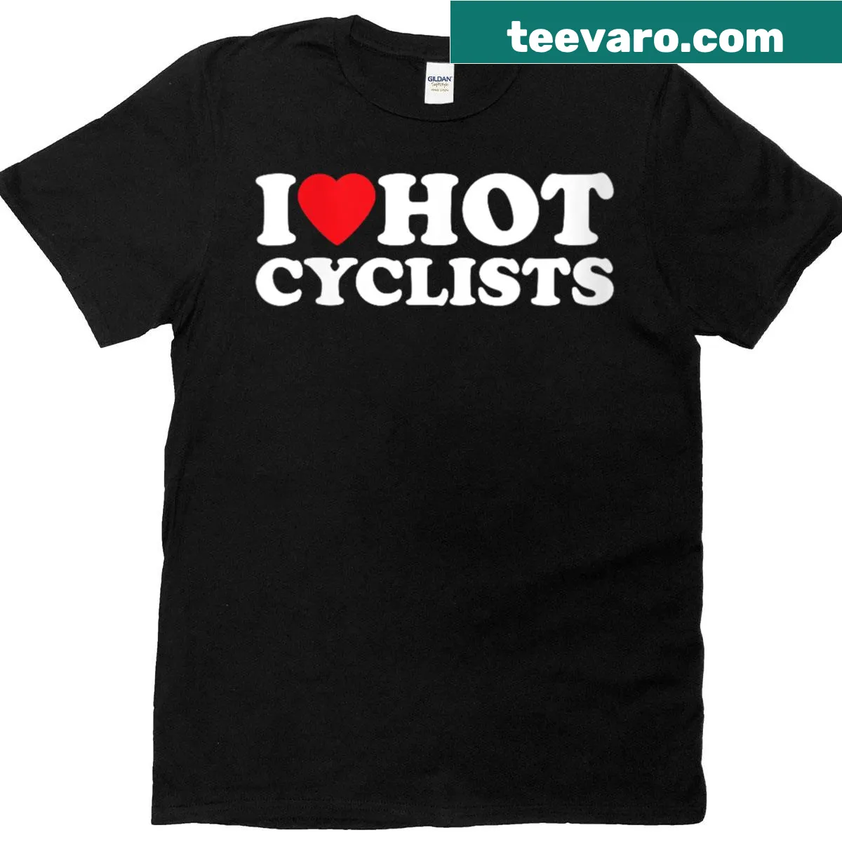 Charming t-shirt expressing love for hot cyclists with playful text — on a men's t-shirt