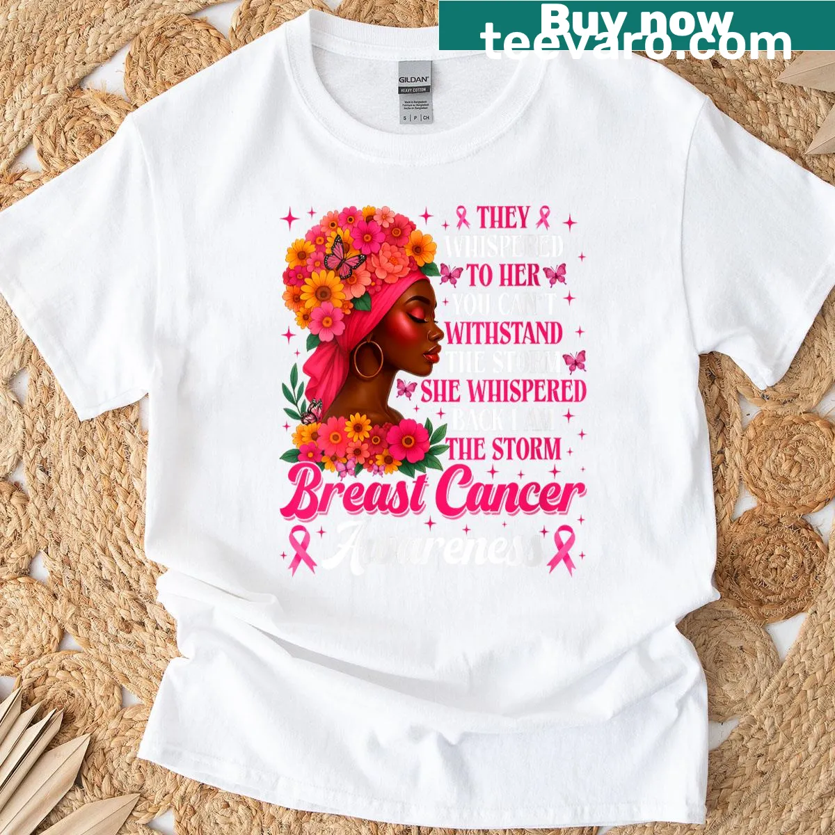 T-shirt with the text 'I'm The Storm' and a pink ribbon graphic. — on a men's t-shirt