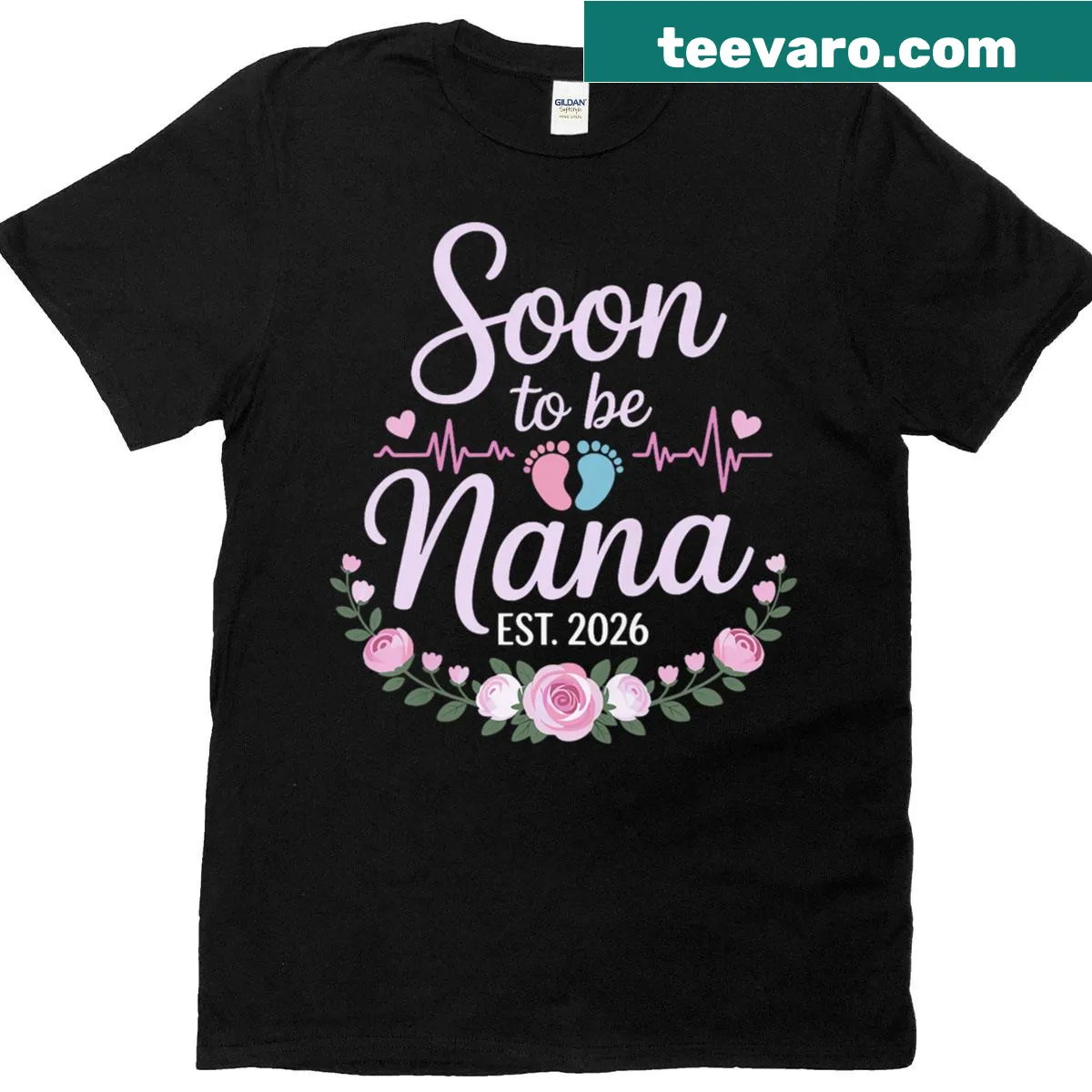 Typography tee announcing Soon To Be Nana Est 2026. — on a men's t-shirt