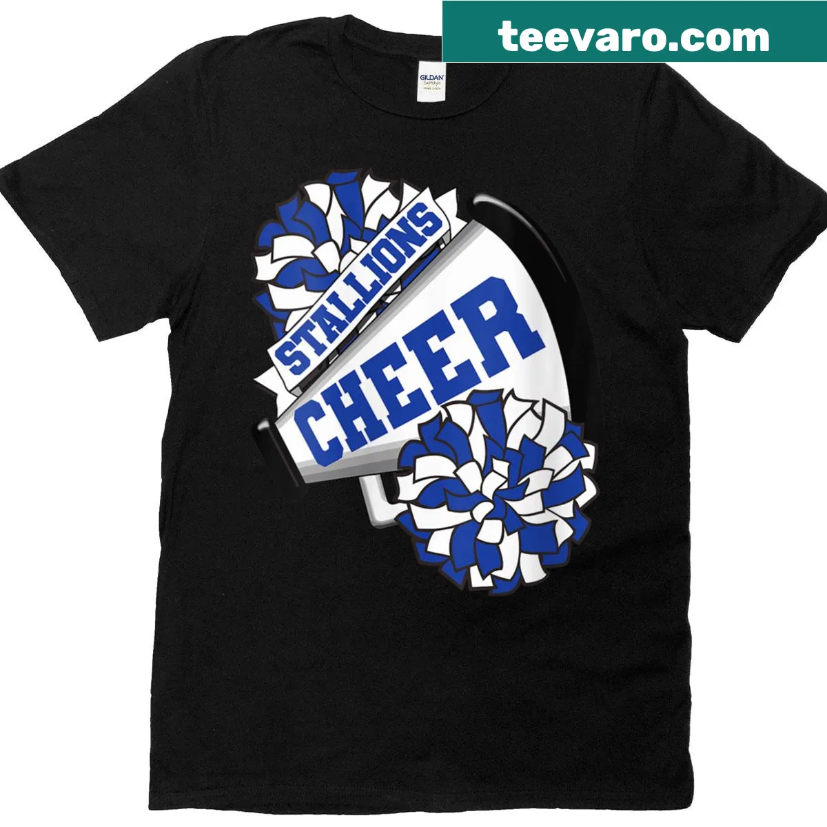 Cheerleading t-shirt celebrating Stallions spirit — on a men's t-shirt
