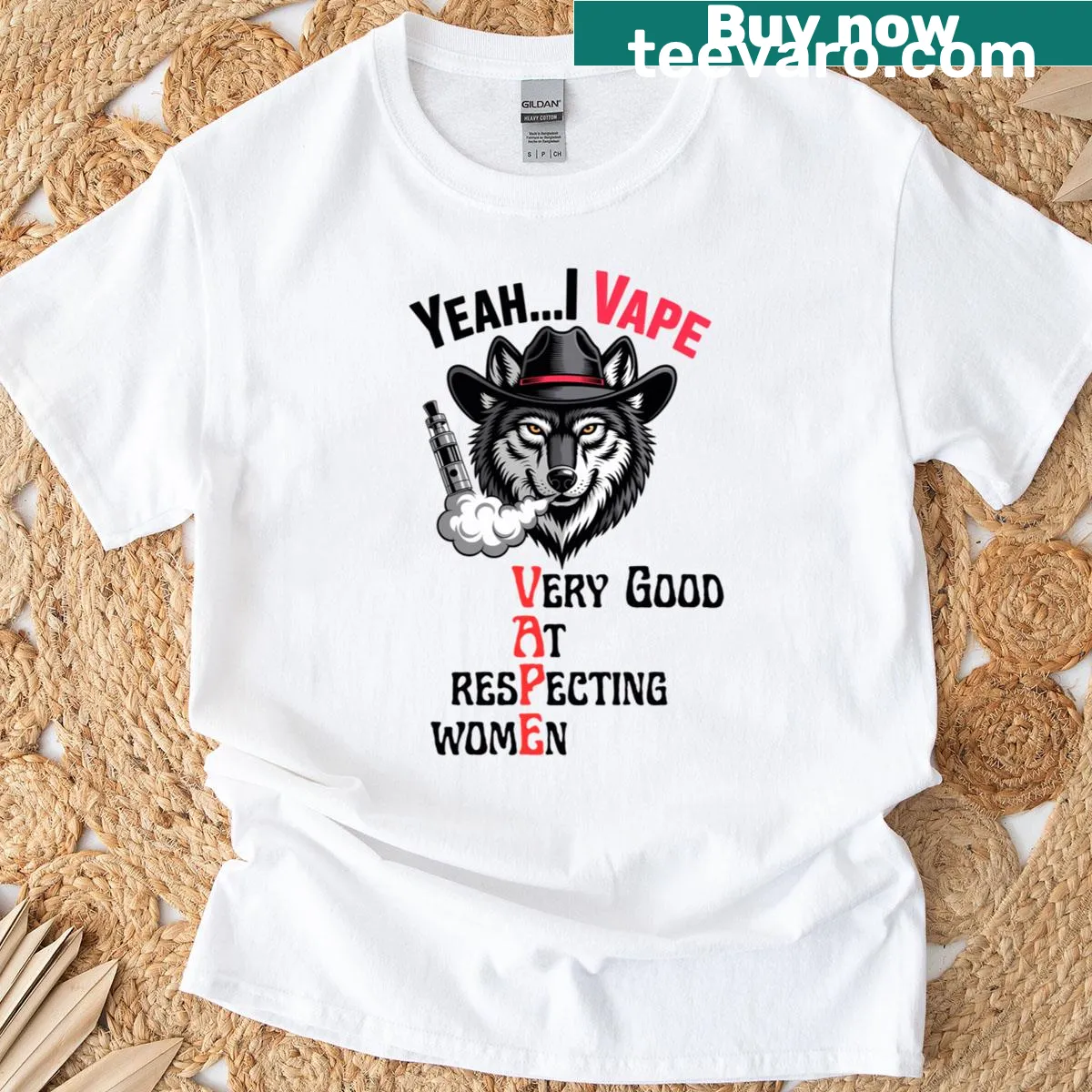 Sarcastic shirt about vaping and respecting women. — on a men's t-shirt