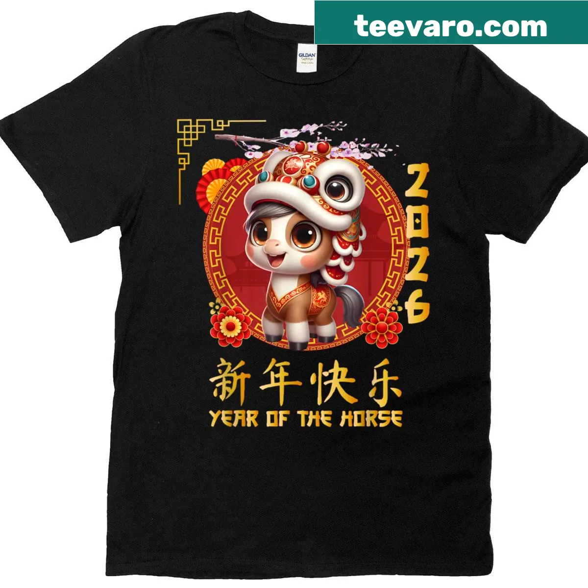 Kids T-shirt featuring a horse for Year of the Horse 2026 — on a men's t-shirt