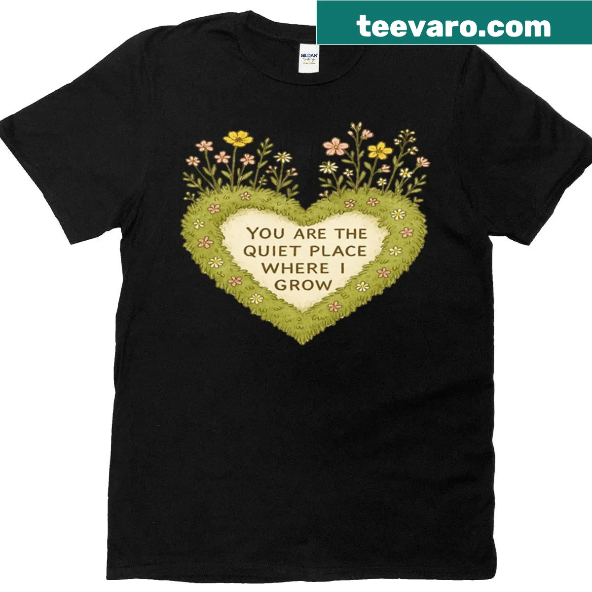 Heart garden T-shirt with sentimental graphic — on a men's t-shirt