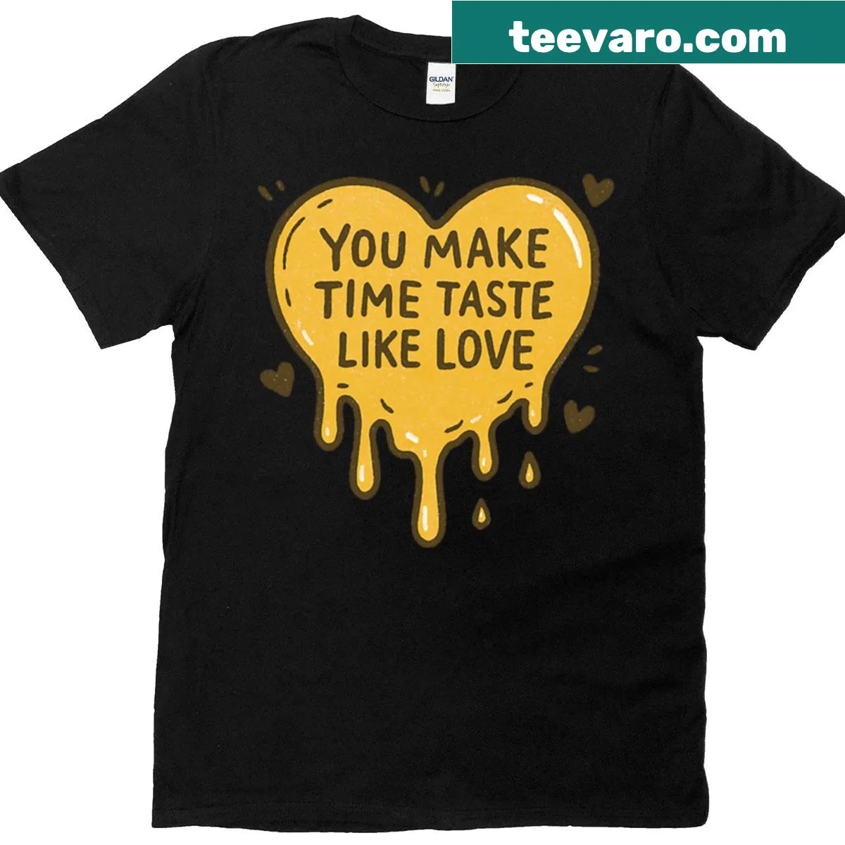 Heart graphic dripping with love on a sentimental T-shirt — on a men's t-shirt