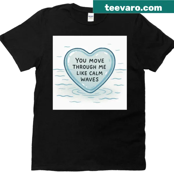 Heart design inspired by calm ocean waves on a T-shirt