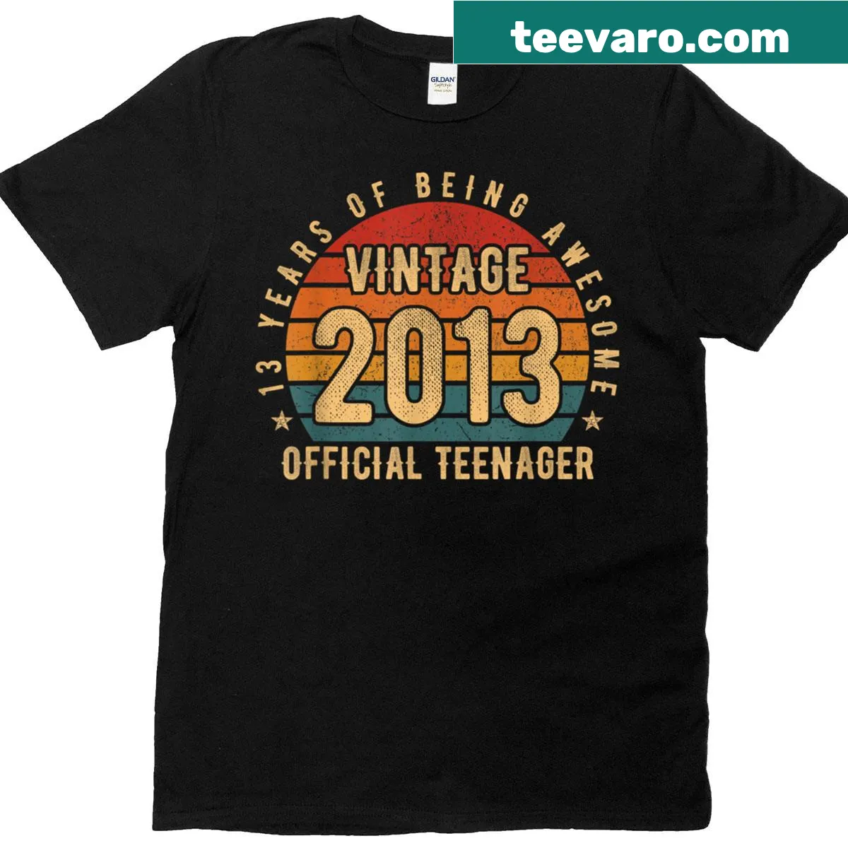 Vintage-style t-shirt for 13th birthday celebrating 2013 — on a men's t-shirt