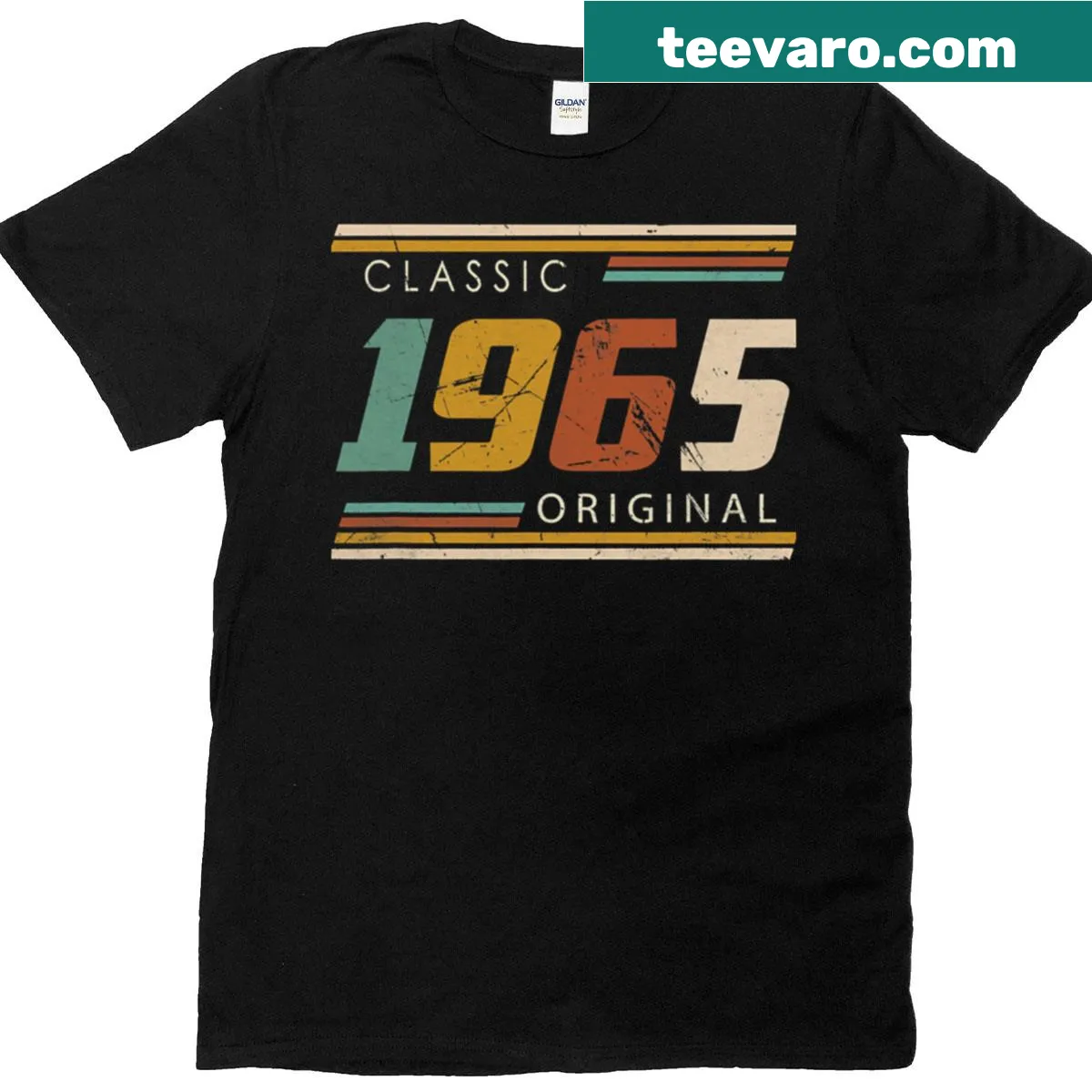 Minimalist T-shirt featuring '1965 Original' text design — on a men's t-shirt