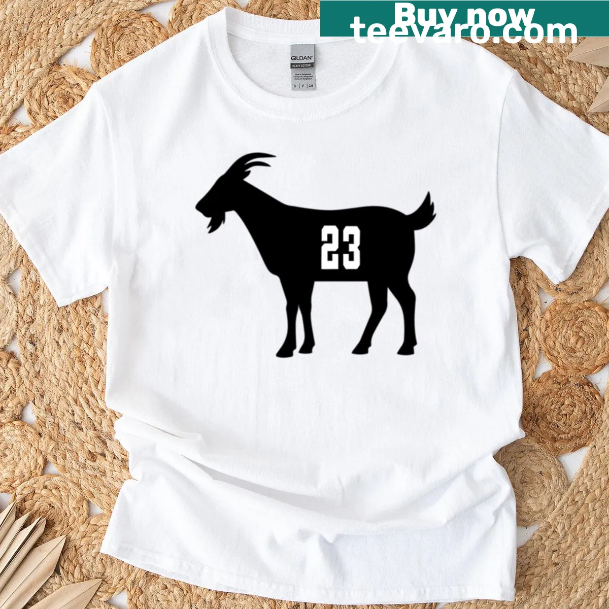 Memorial graphic t-shirt featuring number 23 and basketball illustration — on a men's t-shirt