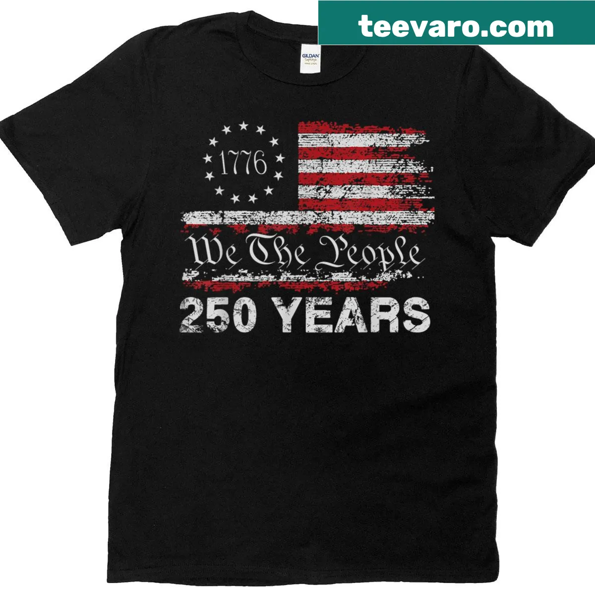 T-shirt celebrating 250th anniversary of American Independence Day — on a men's t-shirt