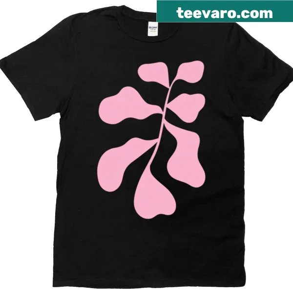 Minimalist T-shirt with an abstract leafy branch design