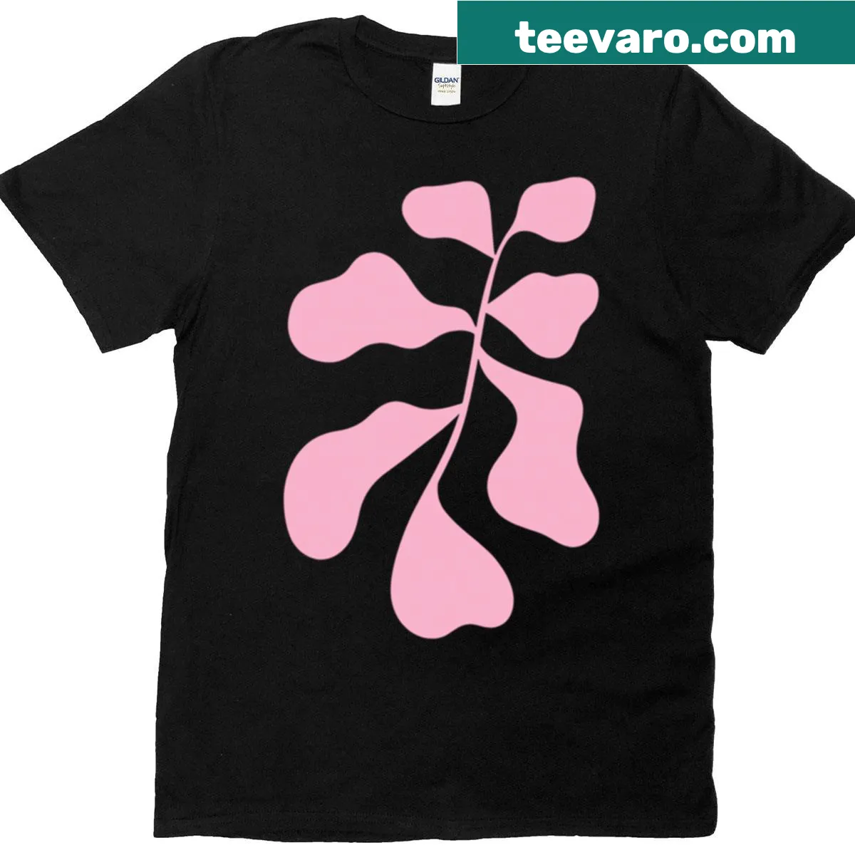 Minimalist T-shirt with an abstract leafy branch design — on a men's t-shirt