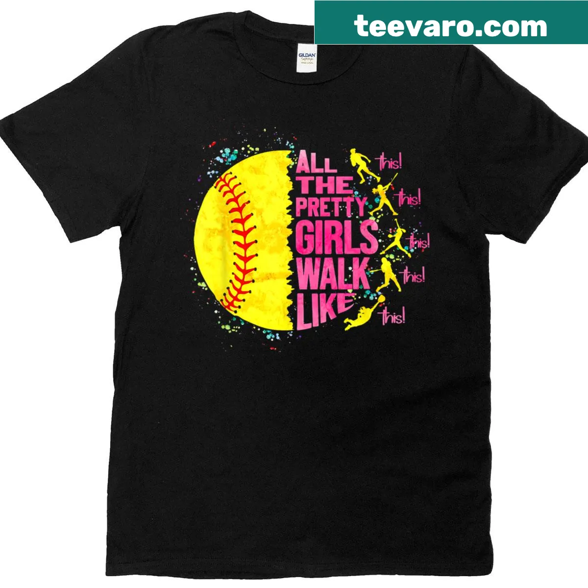 Vintage-style softball t-shirt for women featuring playful text — on a men's t-shirt