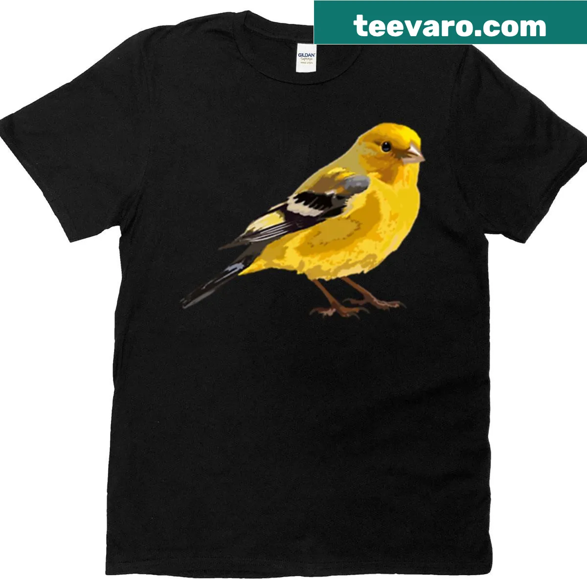 Illustration of an American Goldfinch on a T-shirt. — on a men's t-shirt