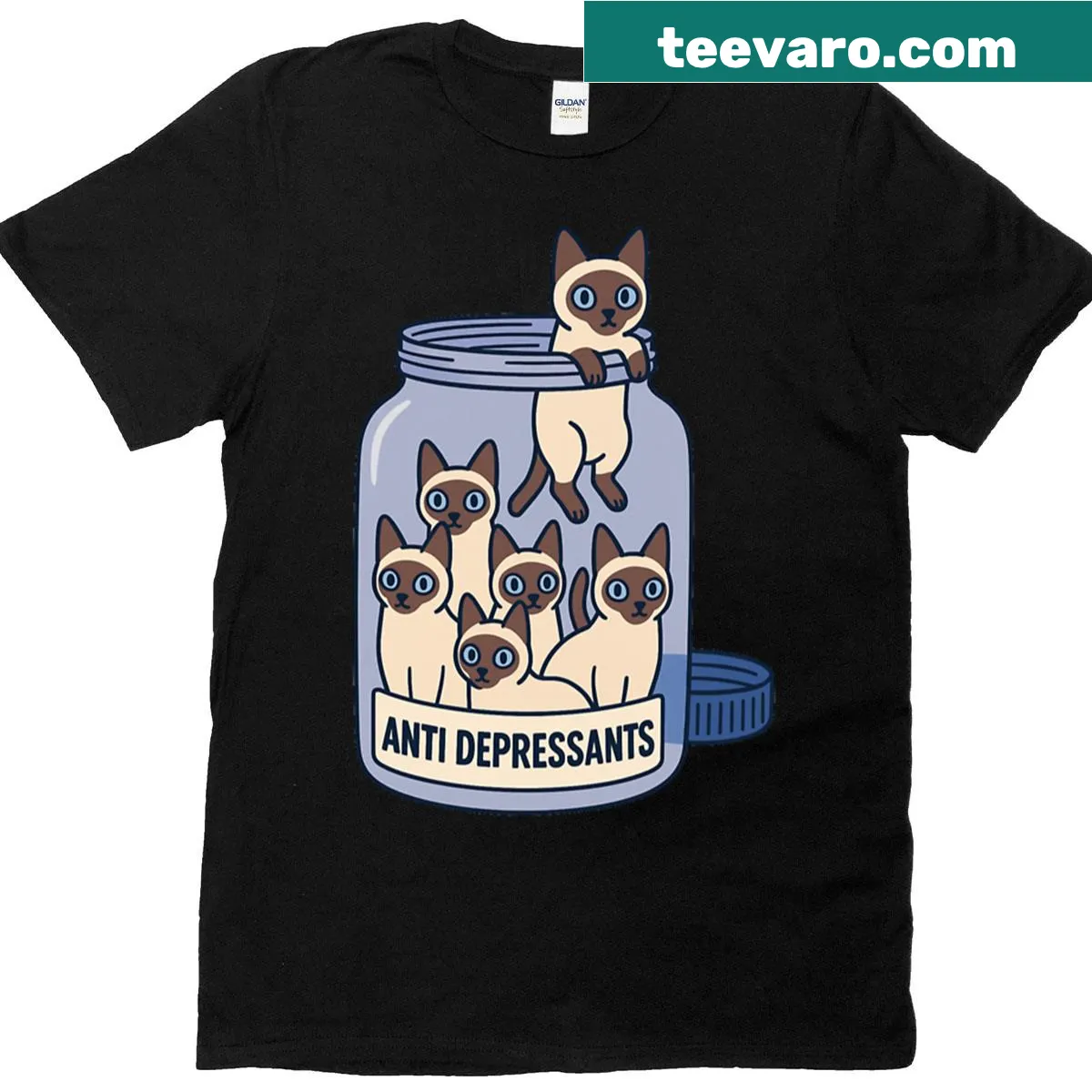 Cute t-shirt featuring playful Siamese kittens — on a men's t-shirt