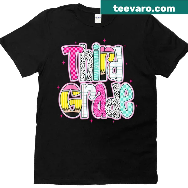 Charming T-shirt for 3rd graders featuring a playful school-themed graphic.