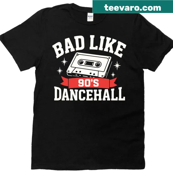 Vintage-style T-shirt featuring a retro turntable and 90s dancehall theme.