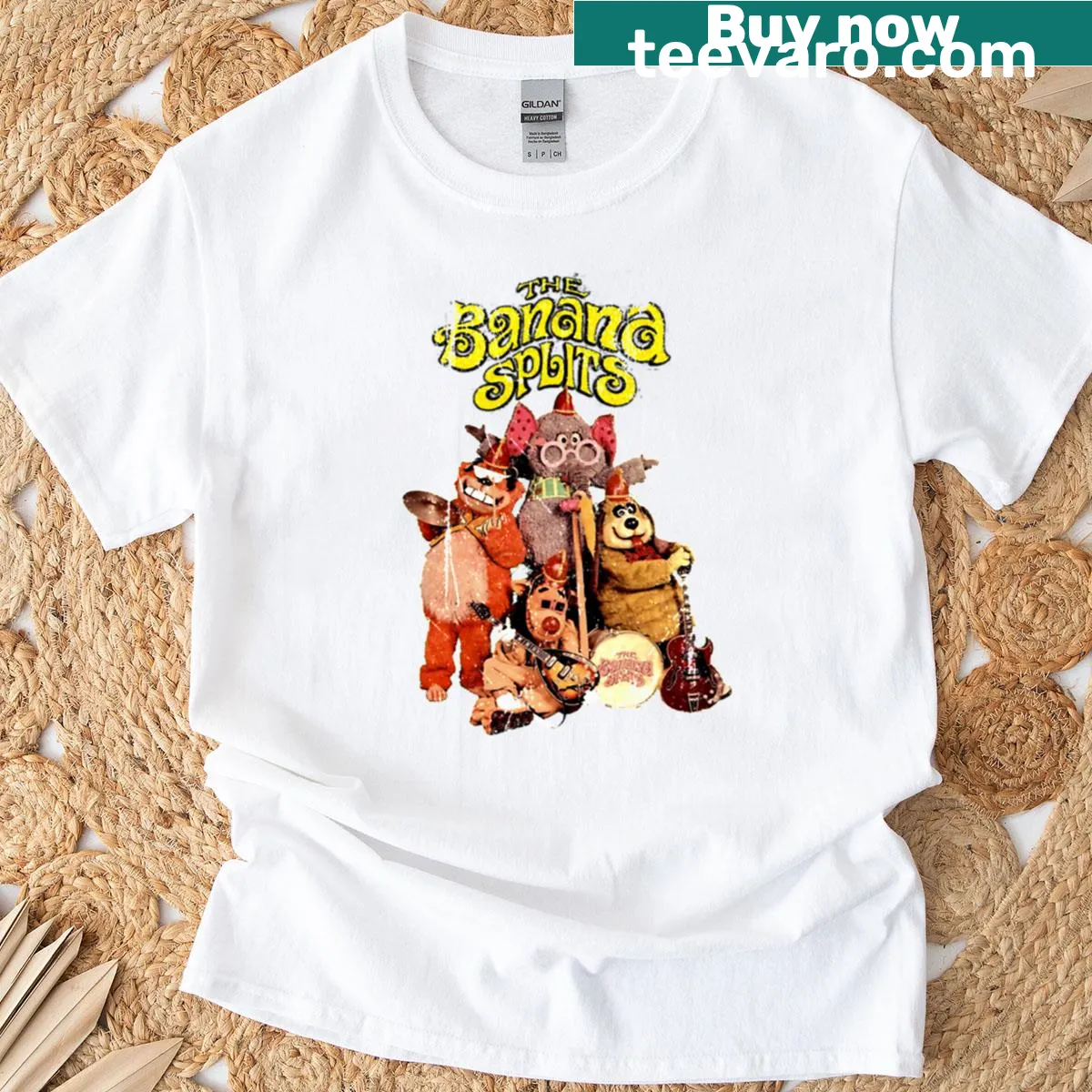 Vintage-style Banana Splits t-shirt with playful graphics — on a men's t-shirt
