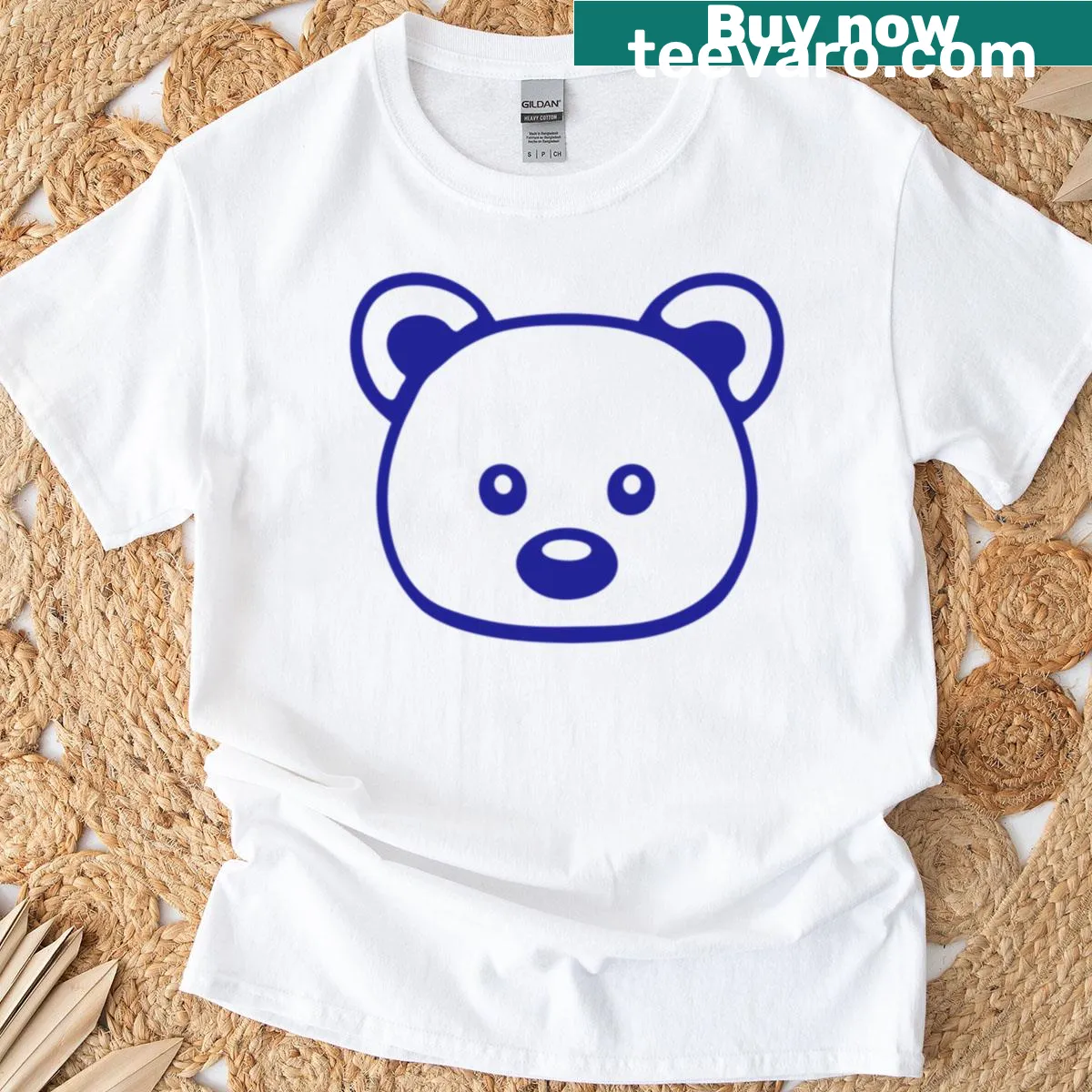 Cartoon teddy bear graphic with a big nose on kids' T-shirt — on a men's t-shirt