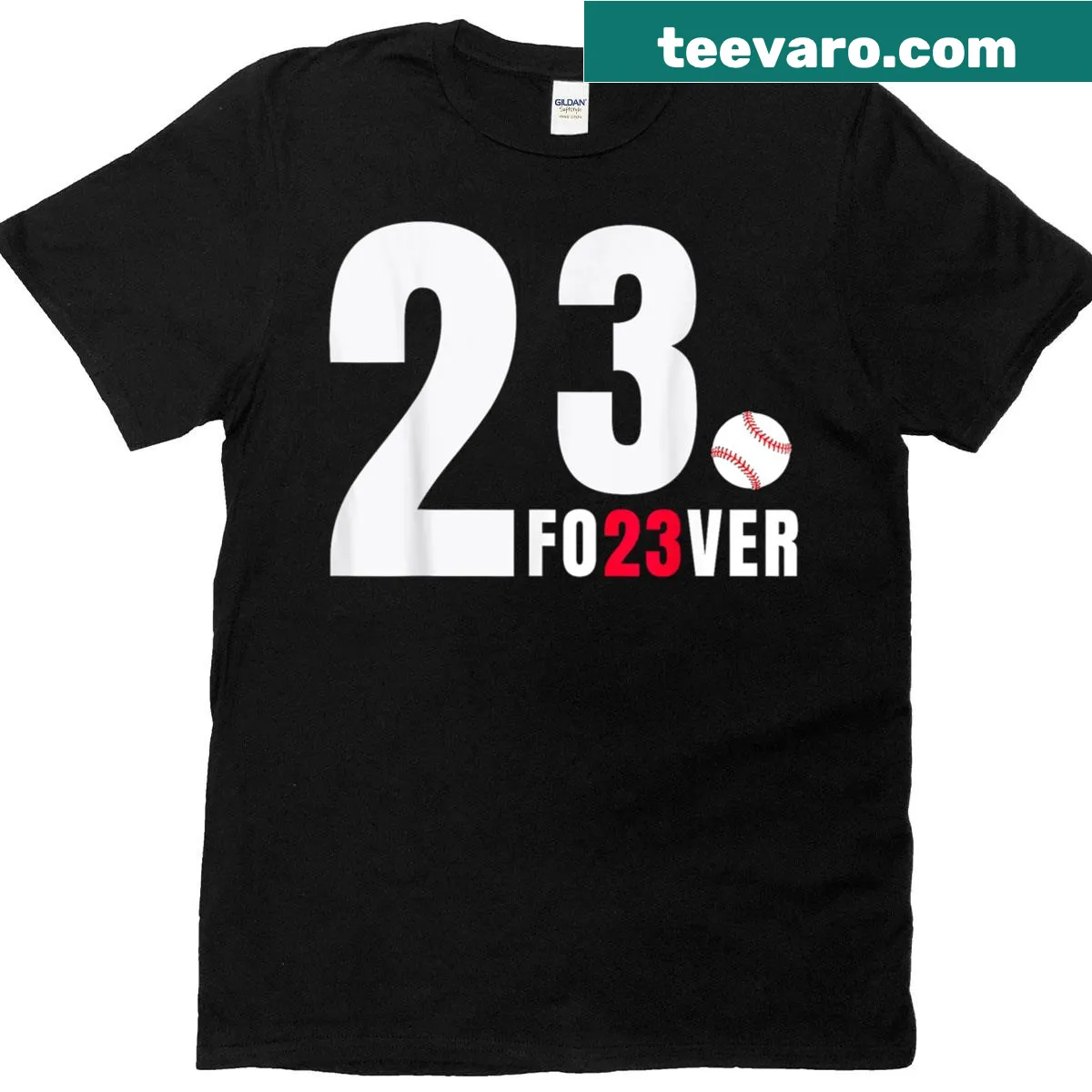 T-shirt celebrating baseball with 'Big 23 Forever 23' text design. — on a men's t-shirt