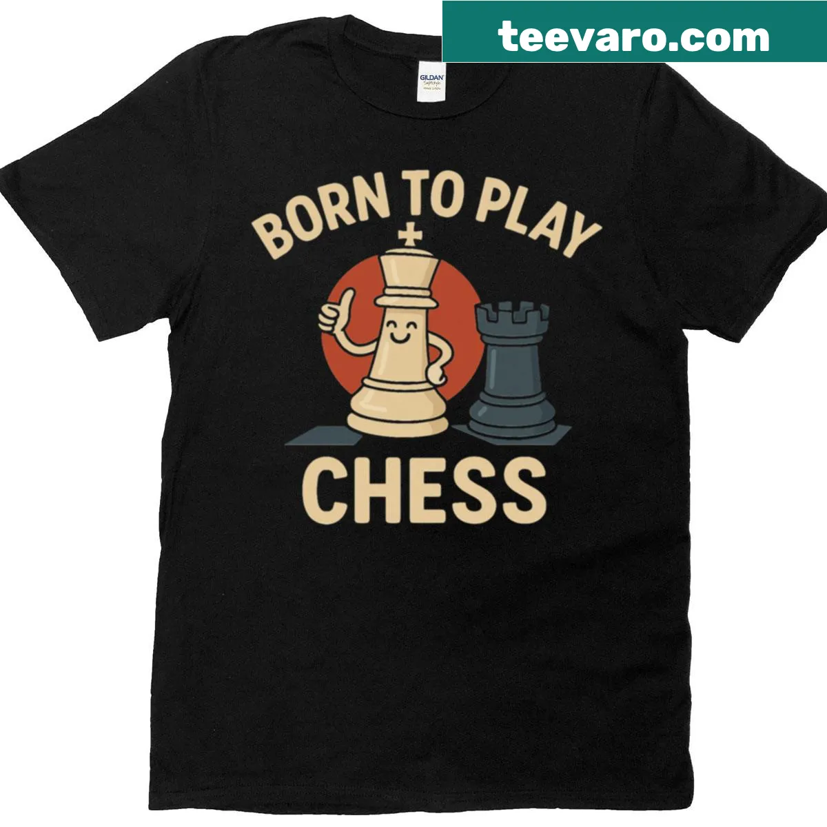 Funny cartoon chess design on T-shirt for chess lovers — on a men's t-shirt